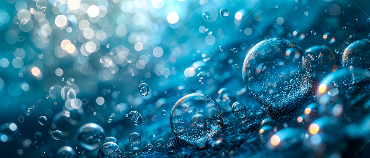 Bolhas no fundo da água azul IA generativa.
