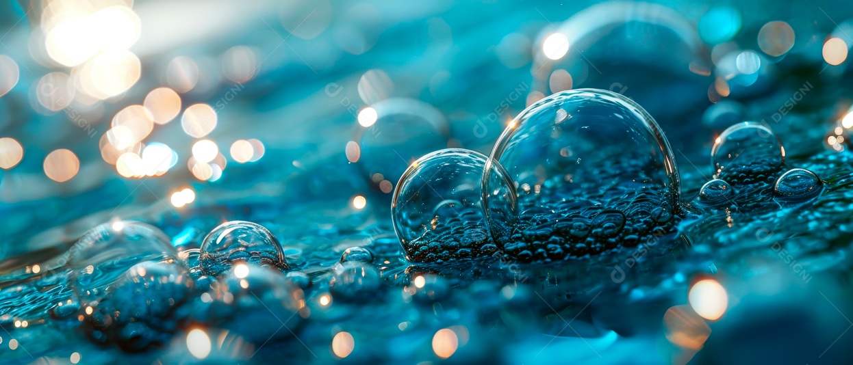 Bolhas no fundo da água azul IA generativa.