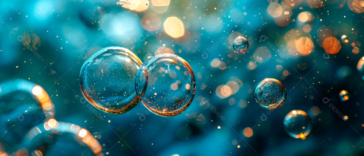 Bolhas no fundo da água azul IA generativa.