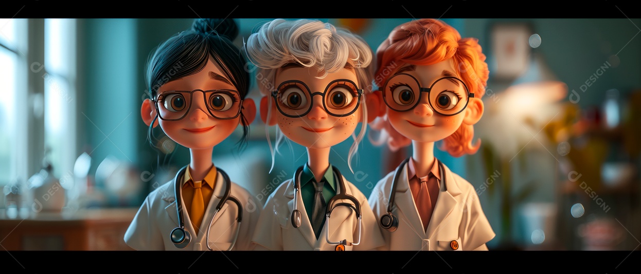 Dia nacional dos médicos dos desenhos animados IA generativa.