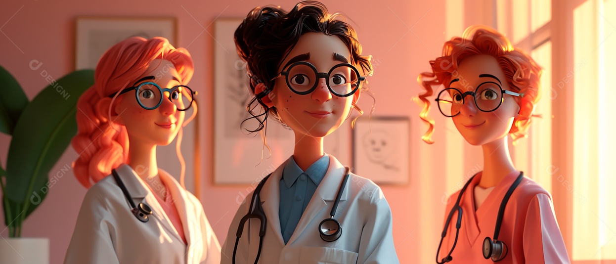 Dia nacional dos médicos dos desenhos animados IA generativa.