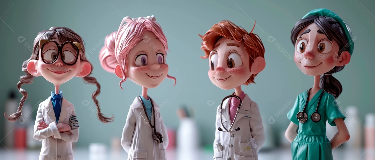 Dia nacional dos médicos dos desenhos animados IA generativa.