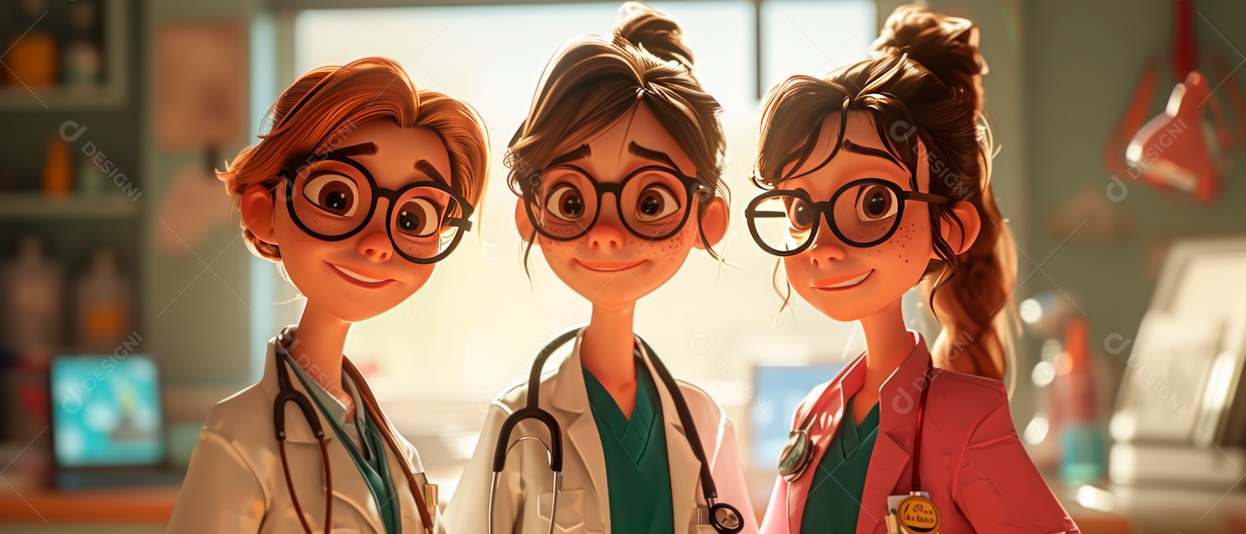 Dia nacional dos médicos dos desenhos animados IA generativa.