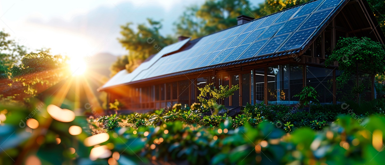 Turbina eólica produzindo eletricidade da natureza em um fundo de céu azul IA generativa.