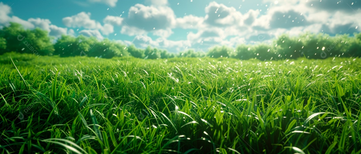 Grama realista baixo ângulo 3D fundo branco IA generativa.