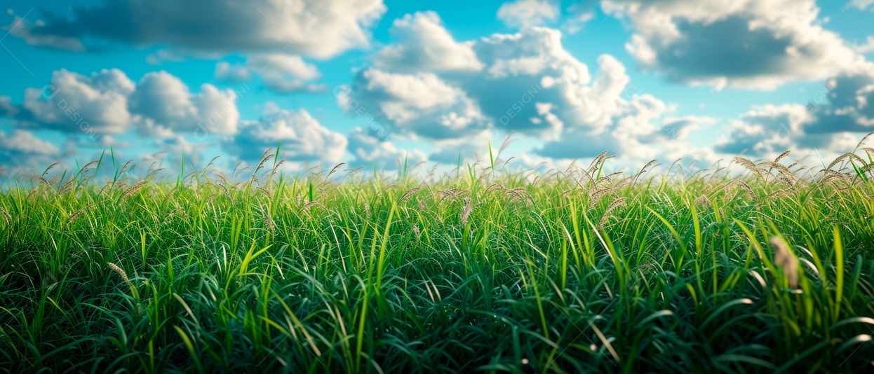 Grama realista baixo ângulo 3D fundo branco IA generativa.