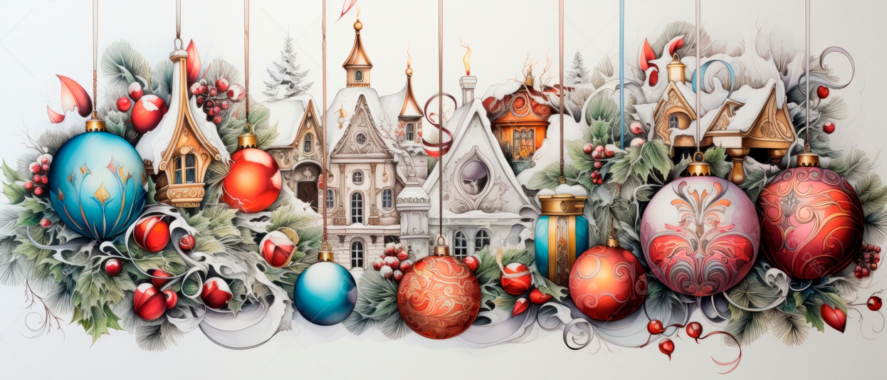 Festival e decorações de Feliz Natal IA generativa.