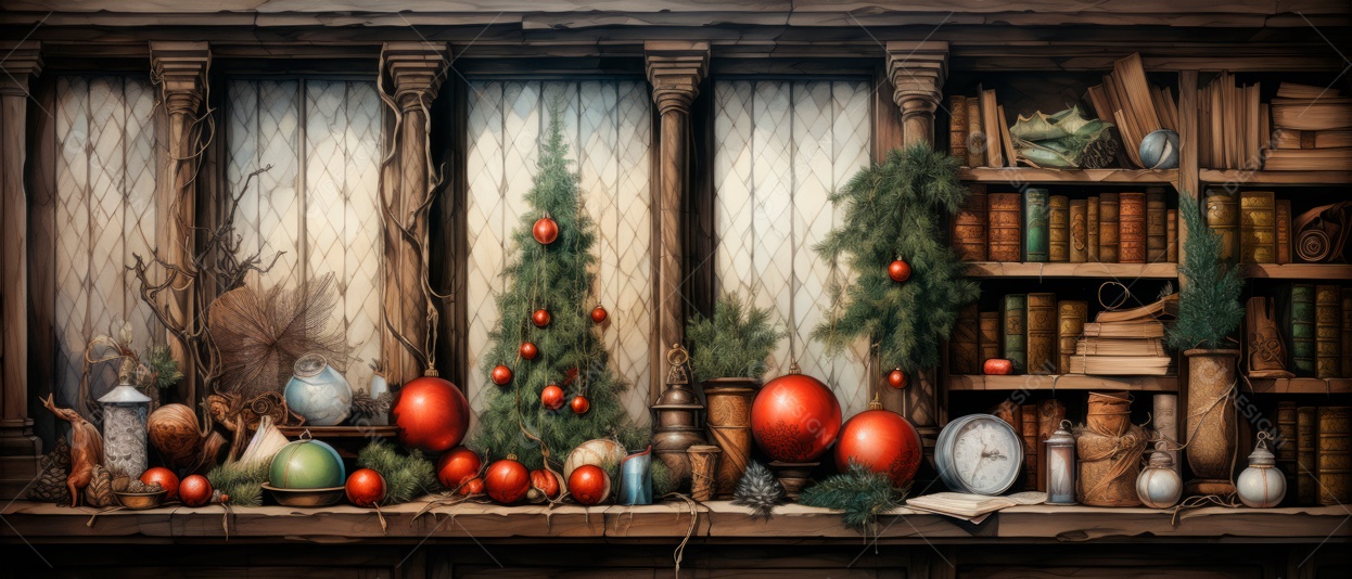 Festival e decorações de Feliz Natal IA generativa.