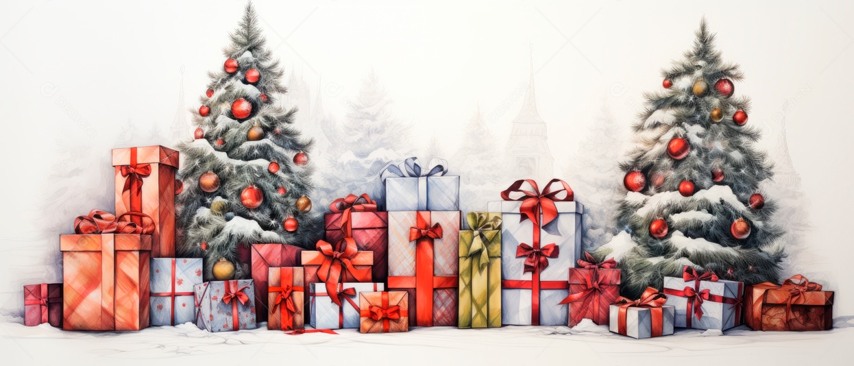 Festival e decorações de Feliz Natal IA generativa.