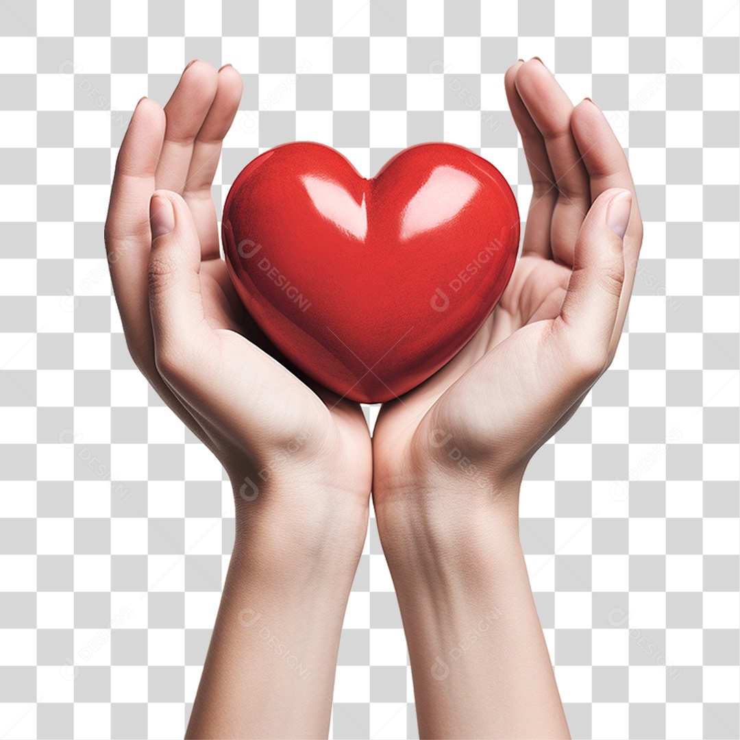Mãos Segurando Coração PNG Transparente