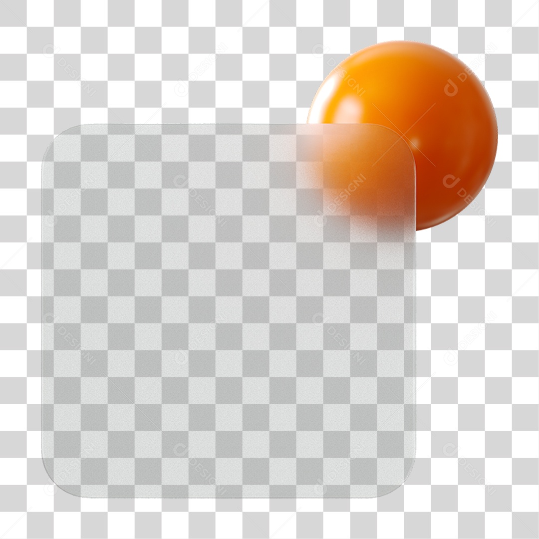 Elemento 3D Placa de Mensagem Transparente com Bola PNG Transparente