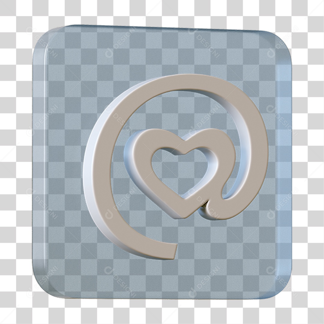 Elemento 3D Quadrado Arroba Para Composição PNG Transparente