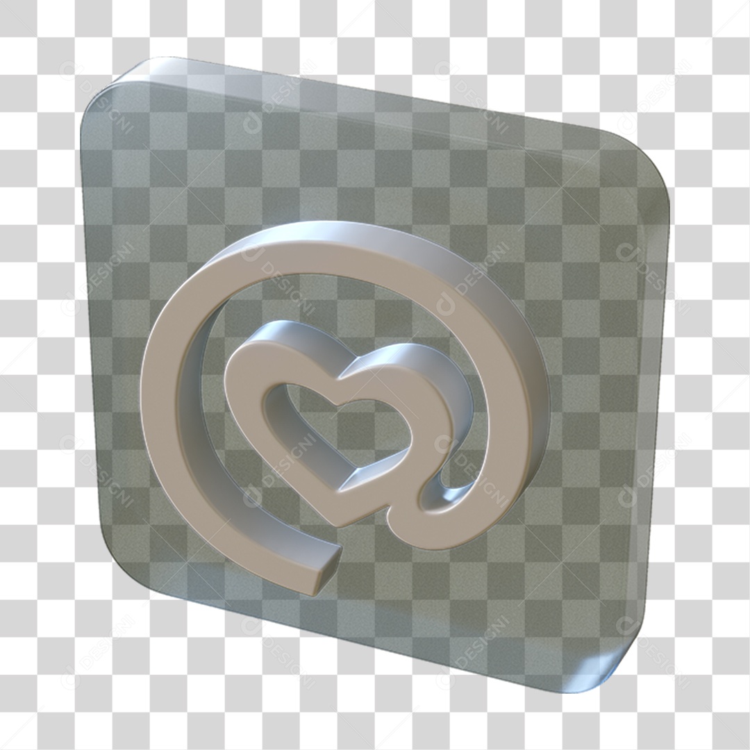 Elemento 3D Quadrado Arroba Para Composição PNG Transparente