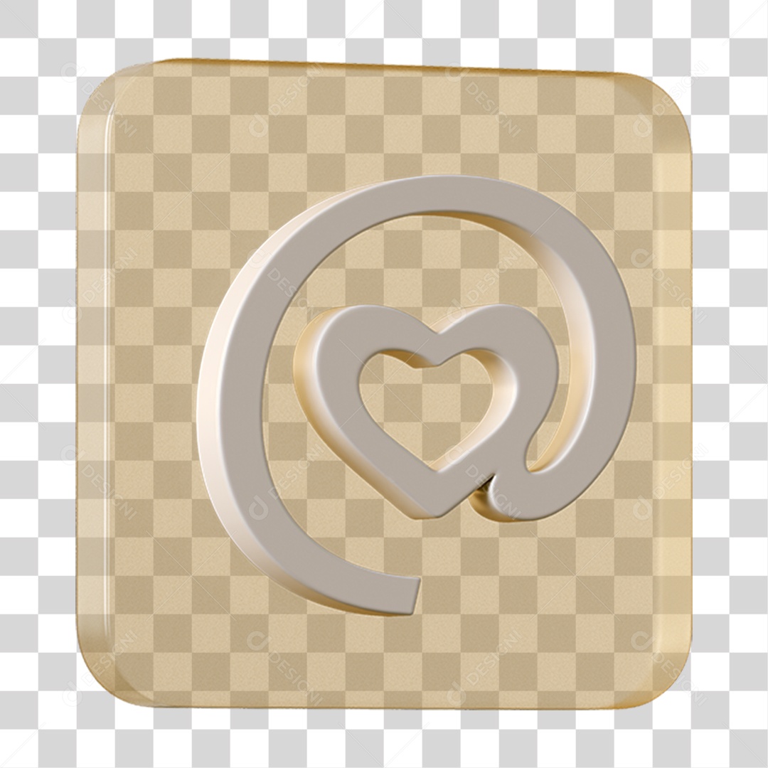 Elemento 3D Quadrado Arroba Para Composição PNG Transparente