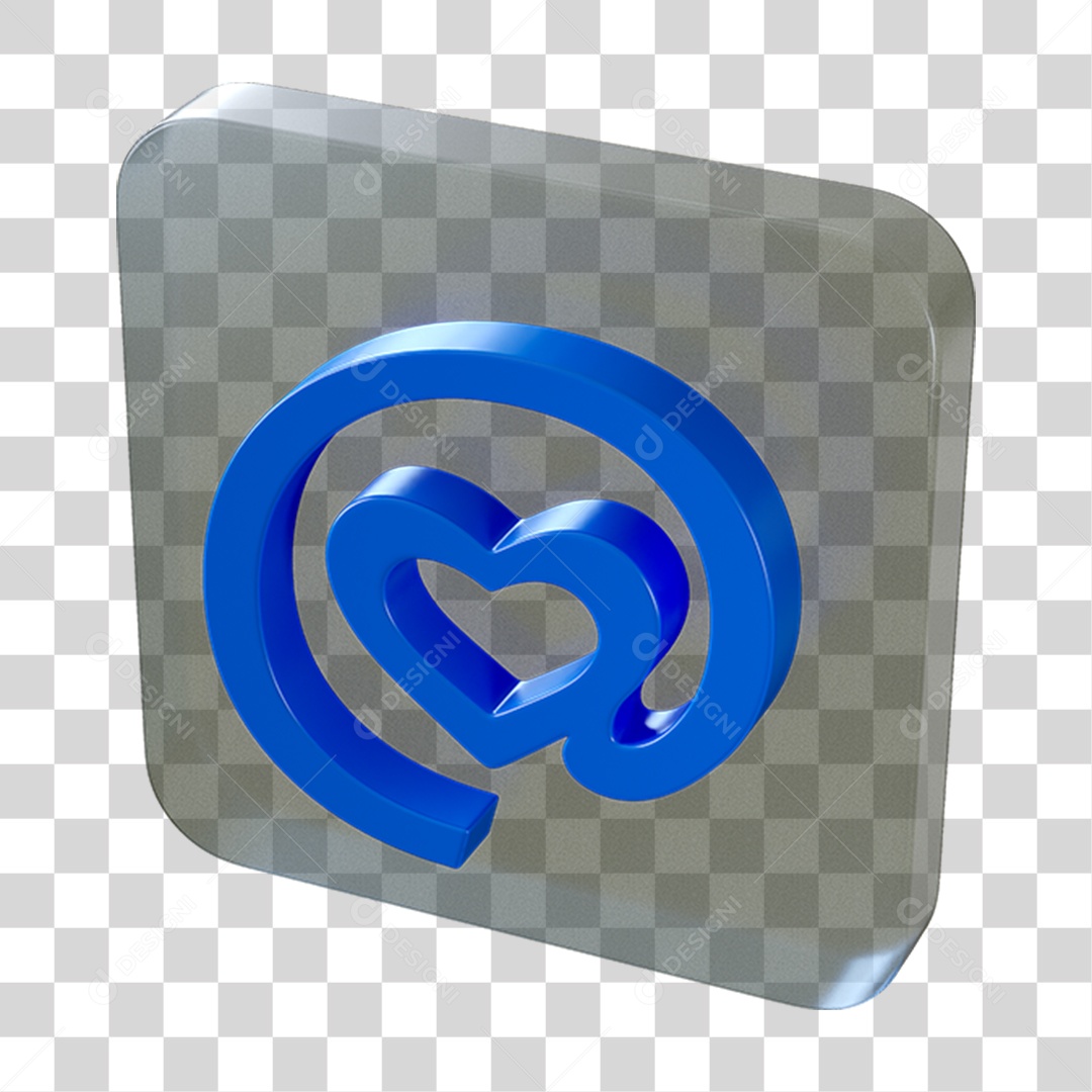 Elemento 3D Quadrado Arroba Para Composição PNG Transparente