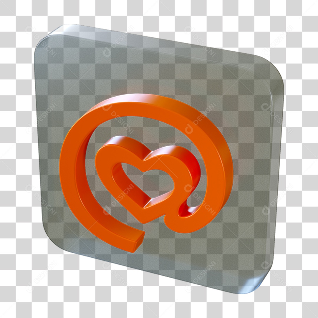 Elemento 3D Quadrado Arroba Para Composição PNG Transparente