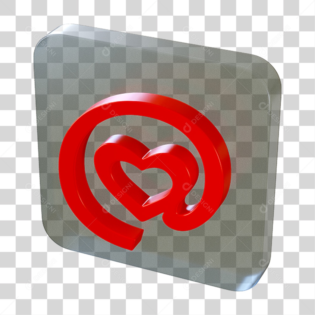 Elemento 3D Quadrado Arroba Para Composição PNG Transparente
