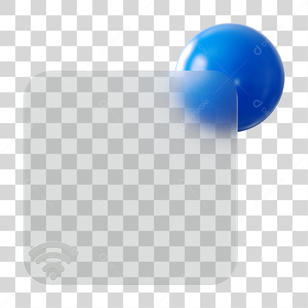 Elemento 3D Placa de Mensagem Transparente com Bola Vermelha PNG Transparente