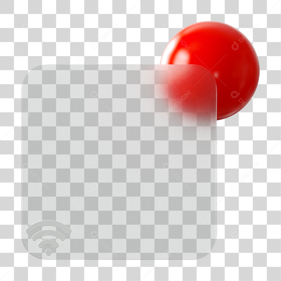 Elemento 3D Placa de Mensagem Transparente com Bola Vermelha PNG Transparente