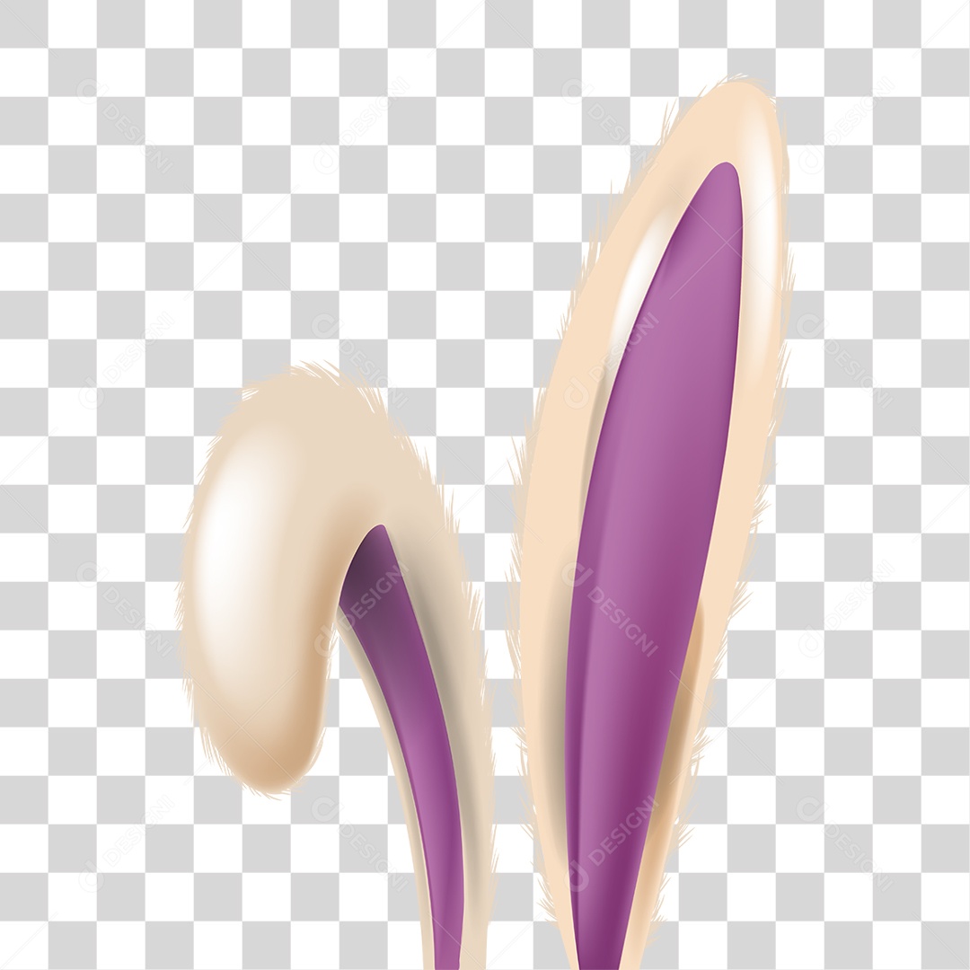 Elemento 3D Páscoa Orelha de Coelho para composição PNG Transparente