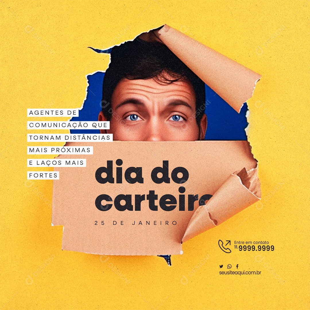 Dia do Carteiro 25 De Janeiro Agentes de Comunicação Social Media PSD Editável