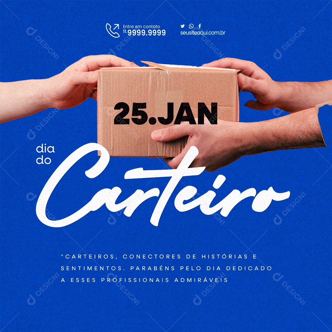 Dia do Carteiro 25 De Janeiro Conectores de Histórias e Sentimentos Social Media PSD Editável