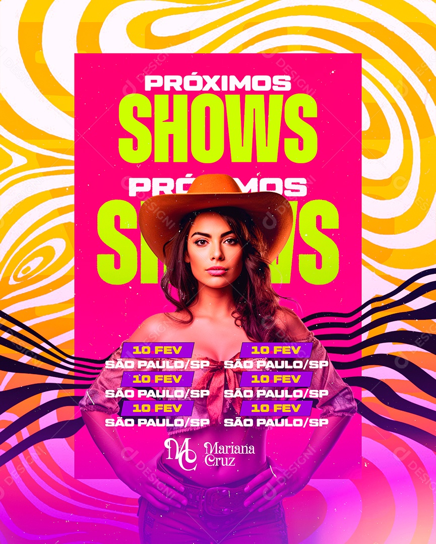 Flyer Carnaval Próximos Shows Mariana Cruz Social Media PSD Editável