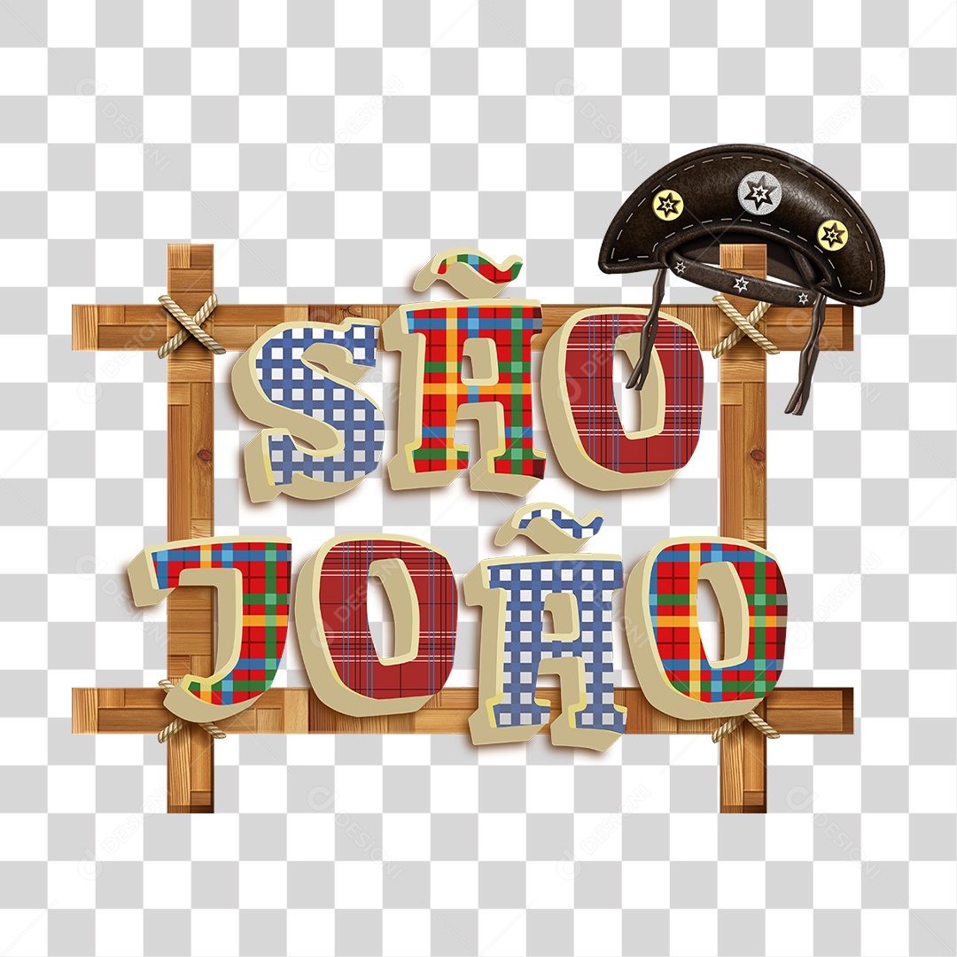 Selo 3D São João para Composição PNG Transparente