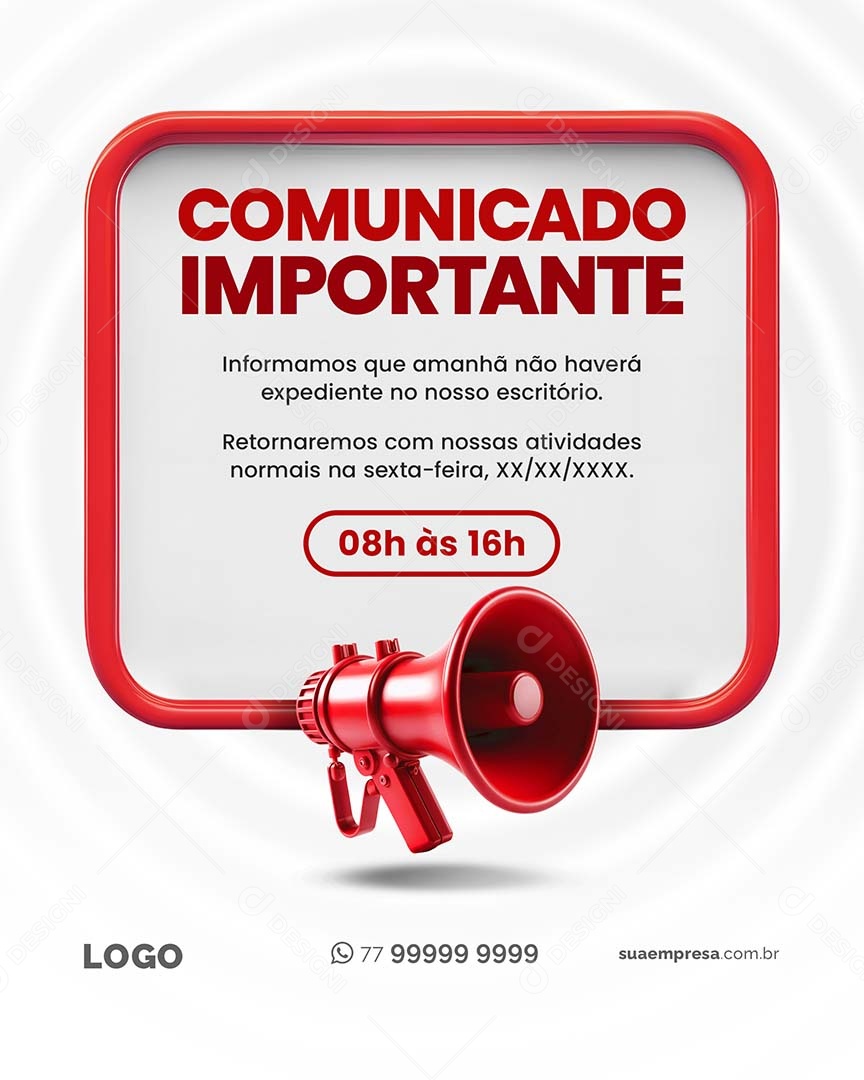 Social Media Comunicado Importante PSD Editável