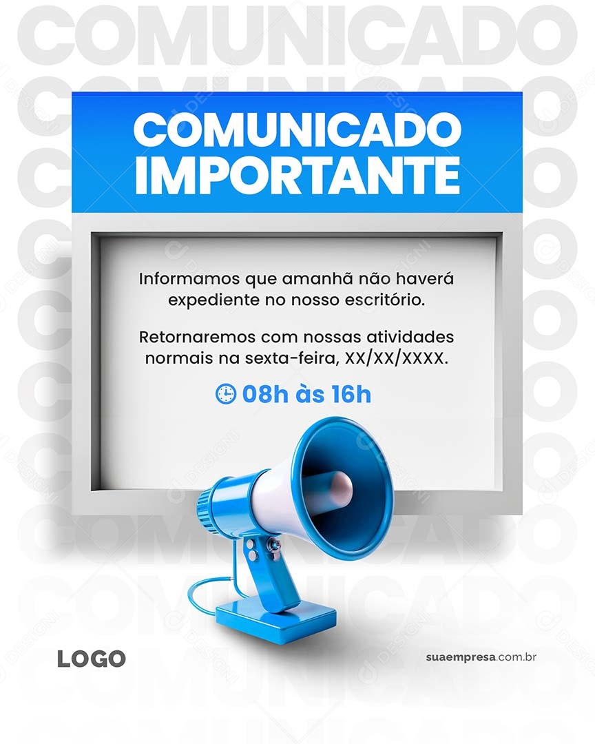 Social Media Comunicado Importante Não Haverá Expediente PSD Editável