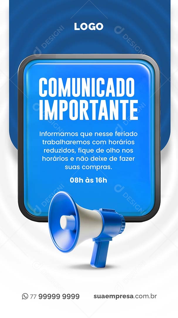 Story Comunicado Importante Fique de Olho nos Horários Social Media  PSD Editável
