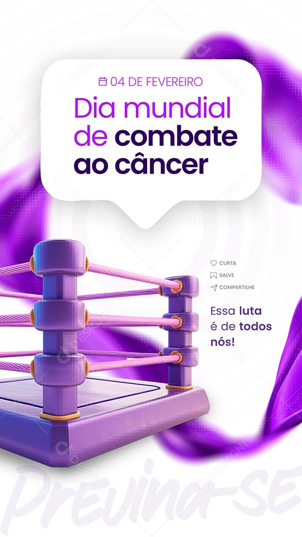 Story Social Media Dia Mundial De Combate Ao Câncer Fevereiro Roxo PSD Editável