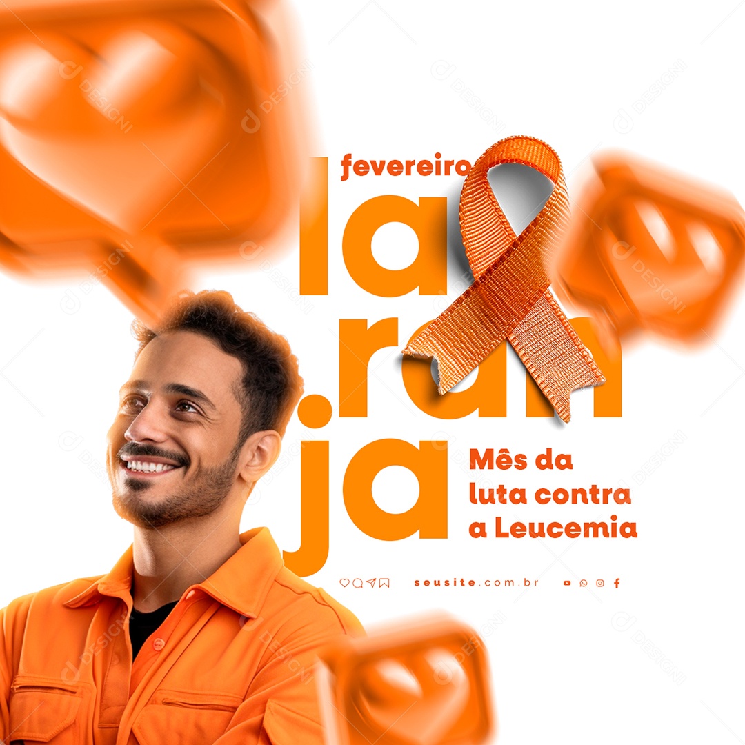 Fevereiro Laranja Mês da Luta Contra a Leucemia Social Media PSD Editável