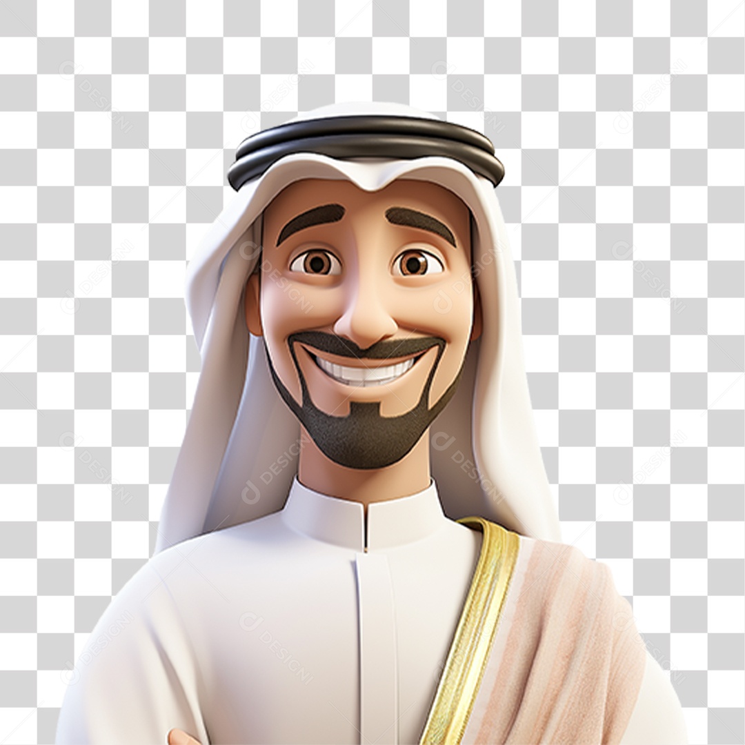 Homem Árabe de Desenho Animado PNG Transparente