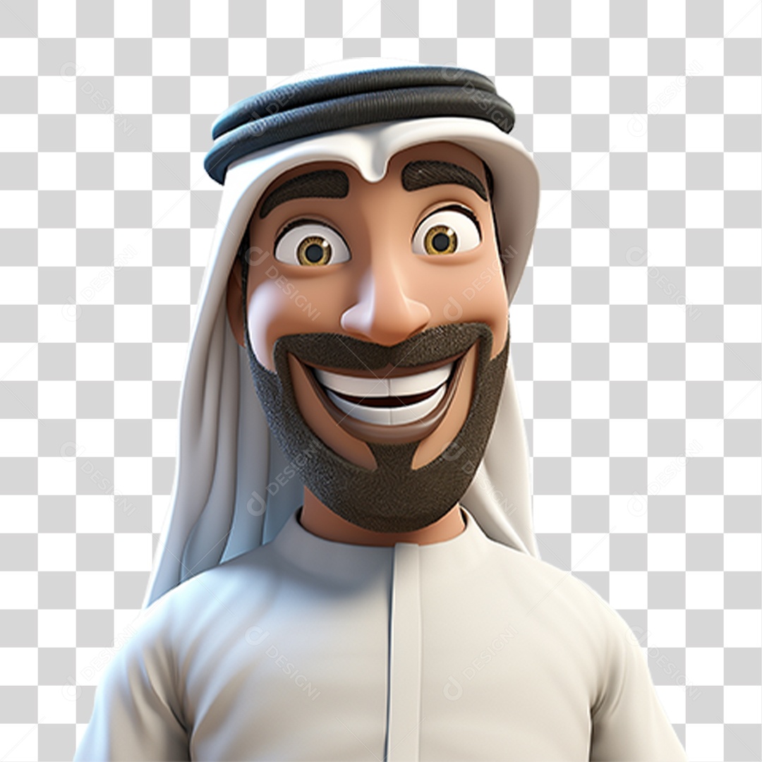 Homem Árabe de Desenho Animado PNG Transparente