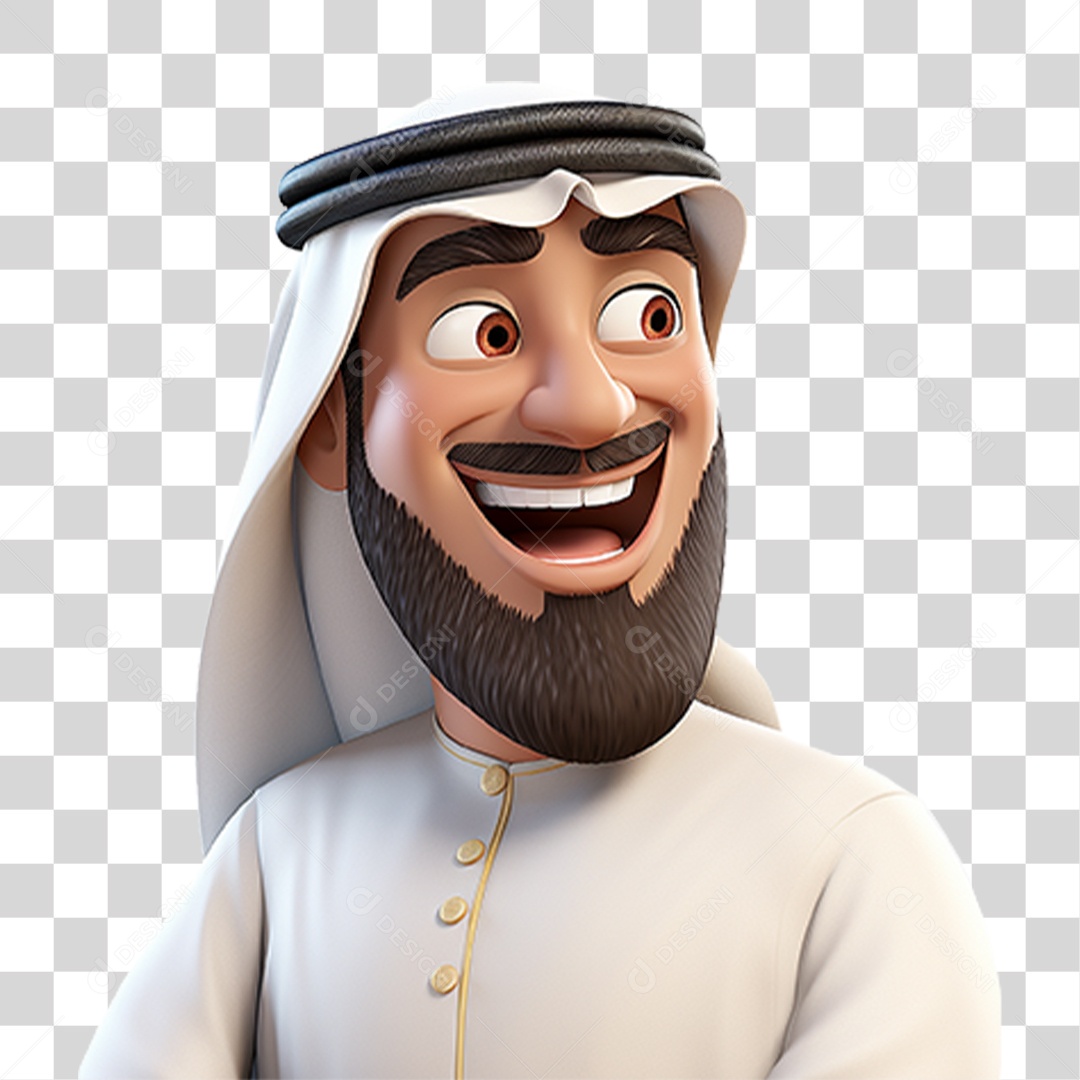 Homem Árabe de Desenho Animado PNG Transparente