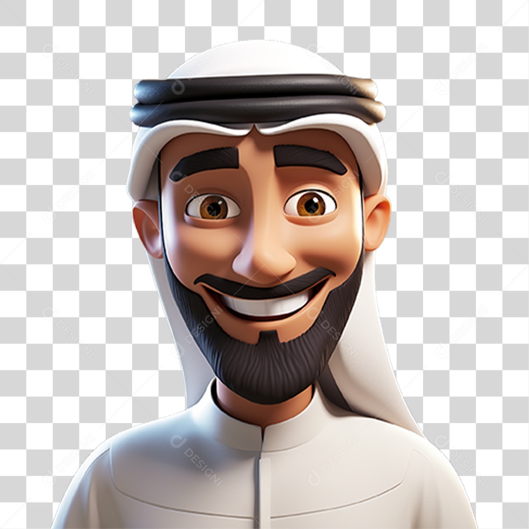 Homem Árabe de Desenho Animado PNG Transparente