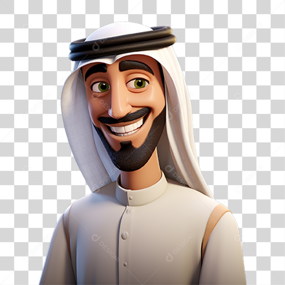 Homem Árabe de Desenho Animado PNG Transparente
