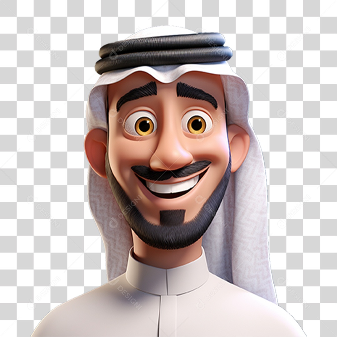 Homem Árabe de Desenho Animado PNG Transparente