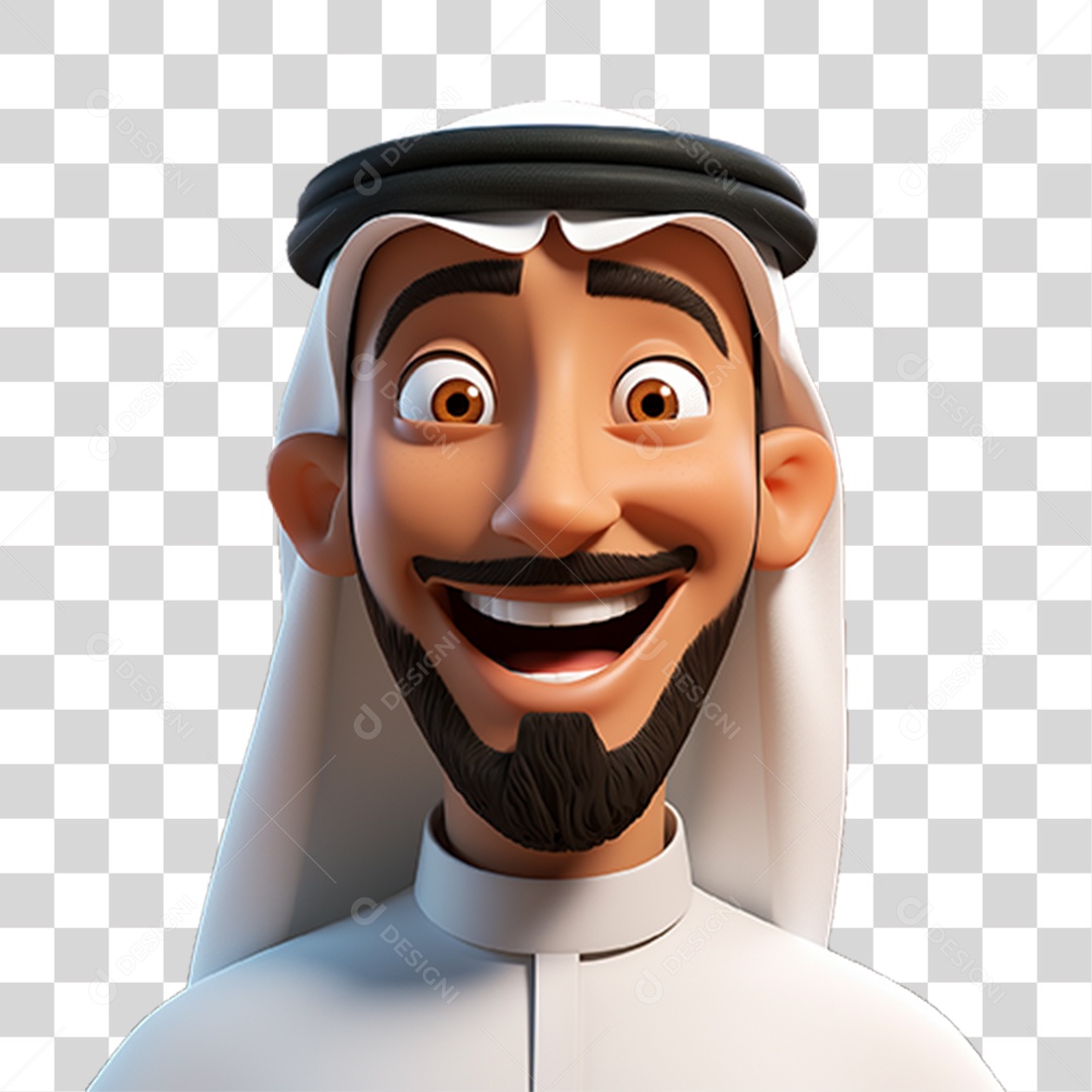 Homem Árabe de Desenho Animado PNG Transparente