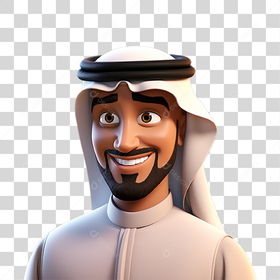 Homem Árabe de Desenho Animado PNG Transparente
