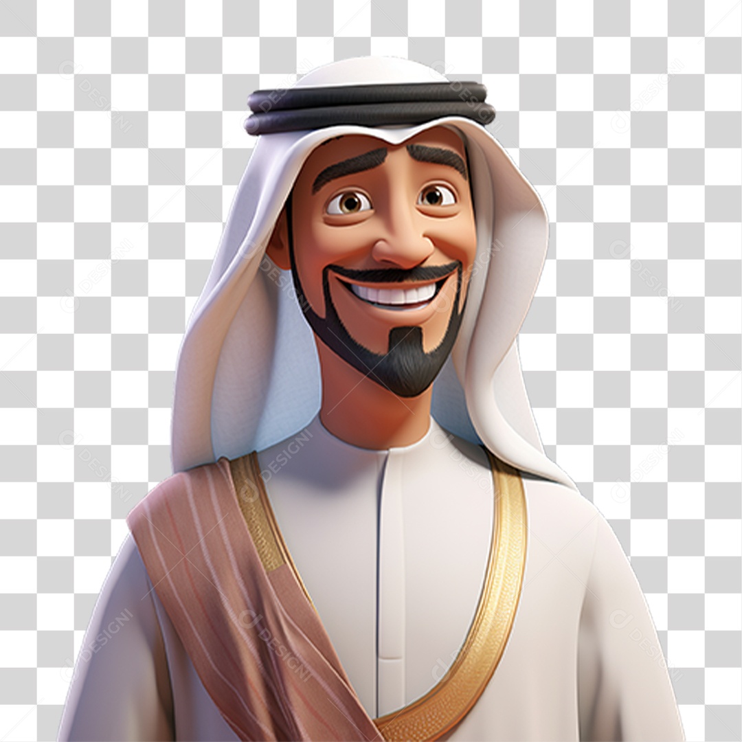 Homem Árabe de Desenho Animado PNG Transparente