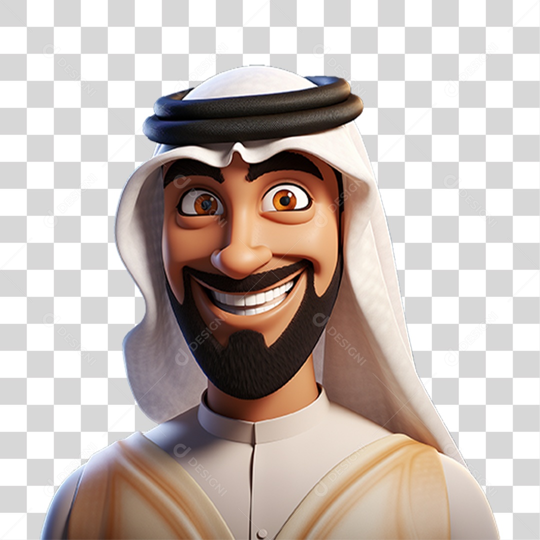 Homem Árabe de Desenho Animado PNG Transparente