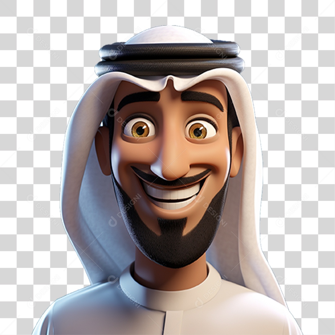 Homem Árabe de Desenho Animado PNG Transparente