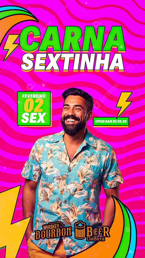 Story Flyer Carnaval Fevereiro Carna Sextinha Show Social Media PSD Editável