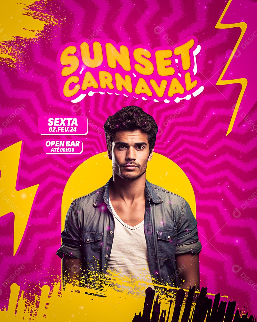 Flyer Sunset Carnaval Show Social Media PSD Editável