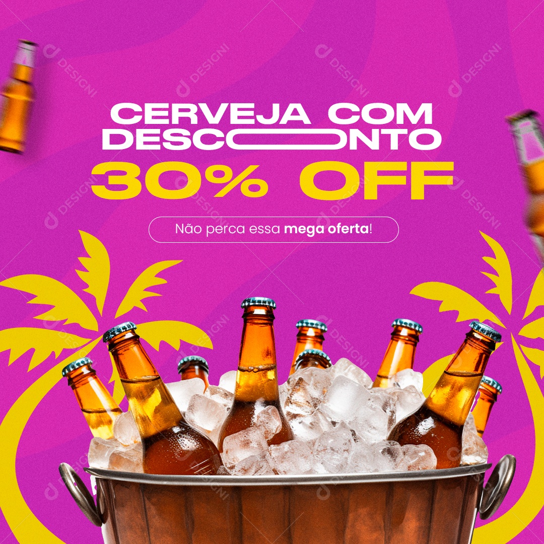 Cervejaria Cerveja com Desconto 30% Off Não perca essa mega oferta Social Media PSD Editável