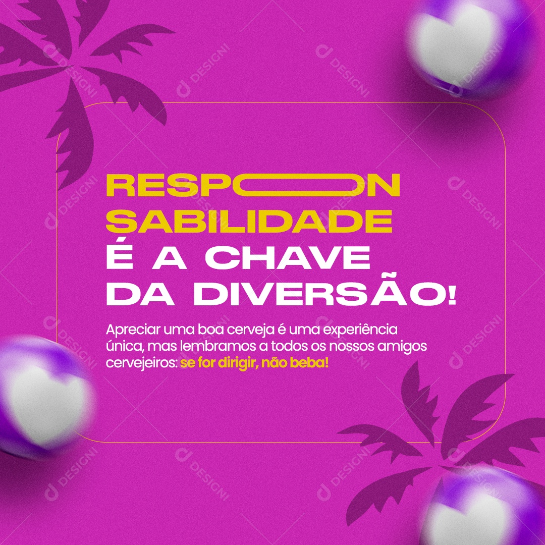 Cervejaria Reponsabilidade é a Chave da Diversão Social Media PSD Editável