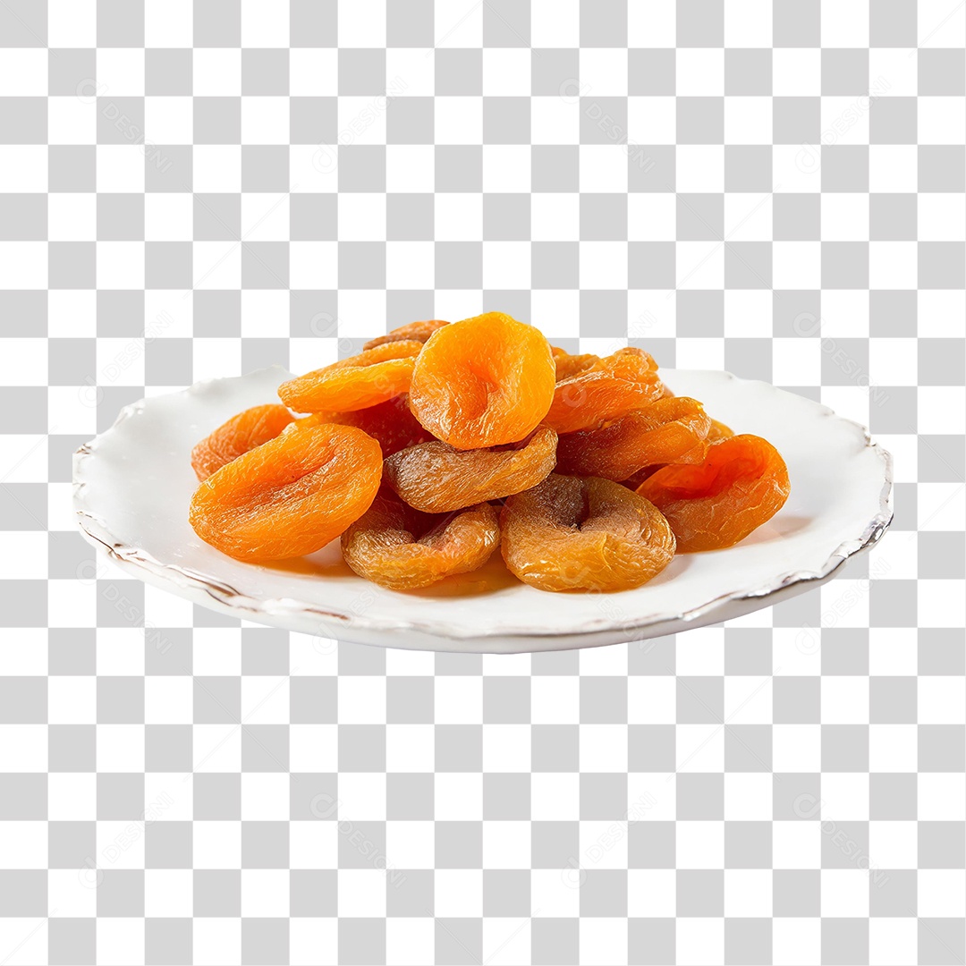 Damasco Seco em Prato Branco PNG Transparente