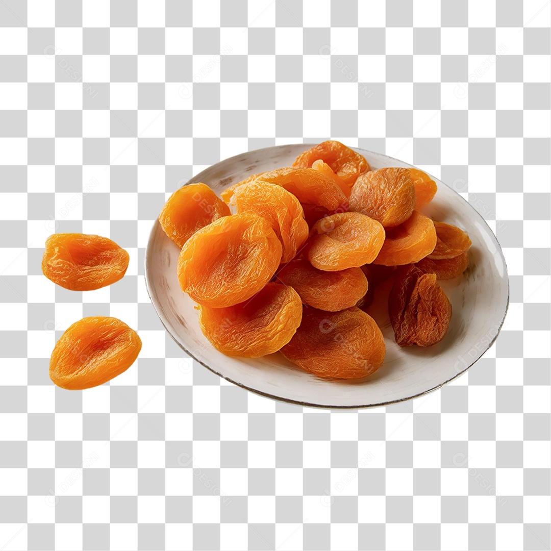 Damasco Seco em Prato Branco PNG Transparente